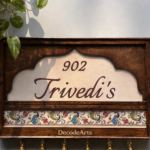 Premium Wooden Custom Name Plate with Bells – Personalized Home Name Board